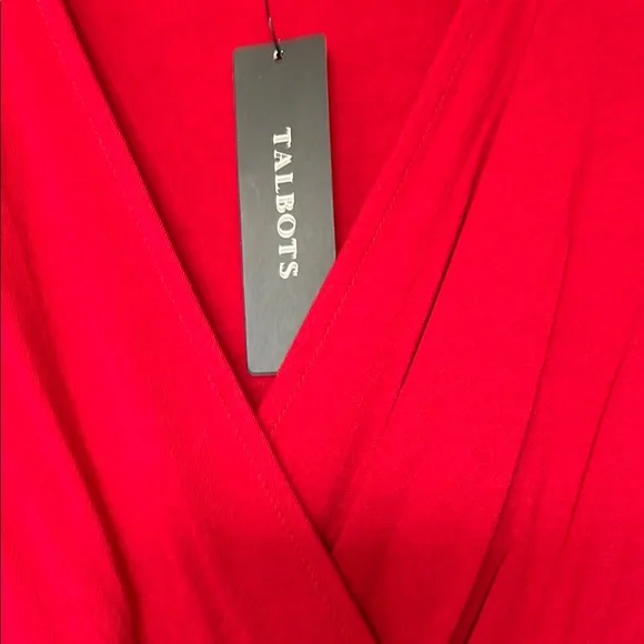 Talbots Red Sheath Dress with Plunge Neckline - Picture 2 of 5
